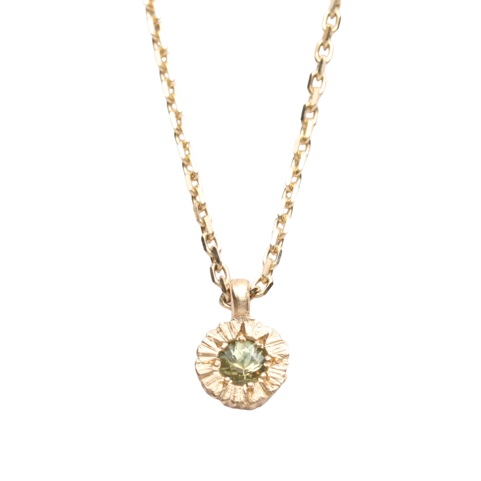 Stone Love Pendant - Gold with green sapphire