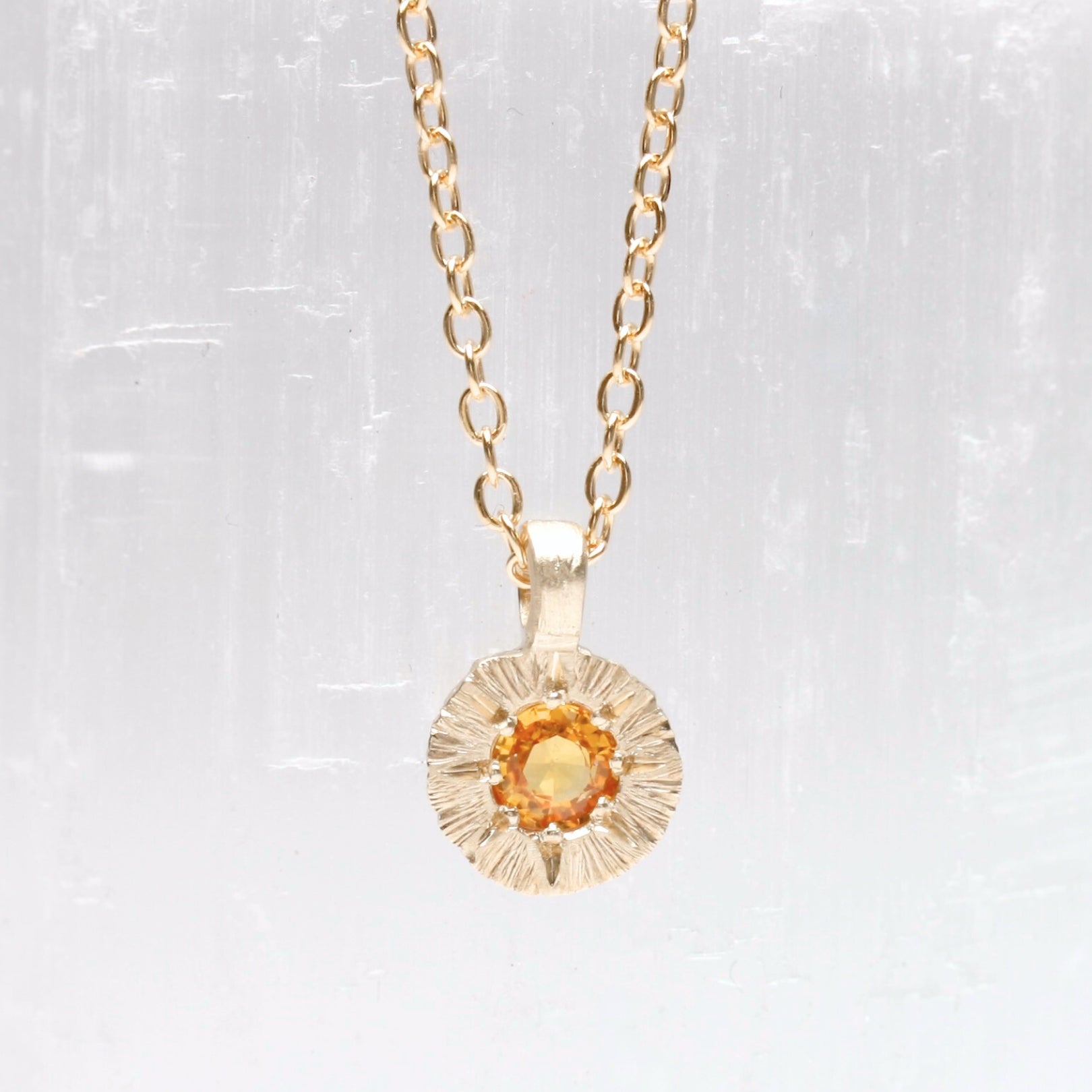 Stone Love Pendant - Gold with yellow sapphire