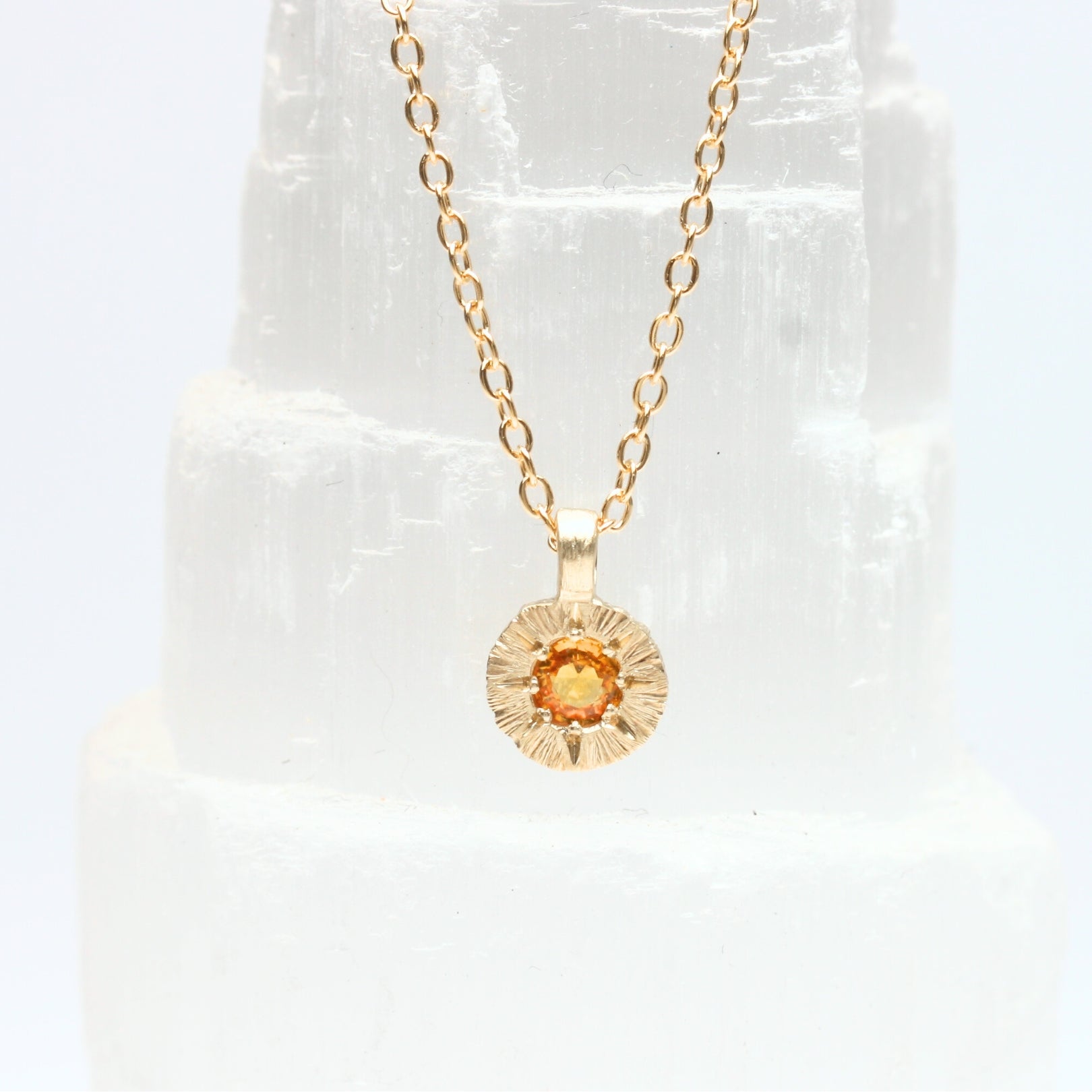 Stone Love Pendant - Gold with yellow sapphire
