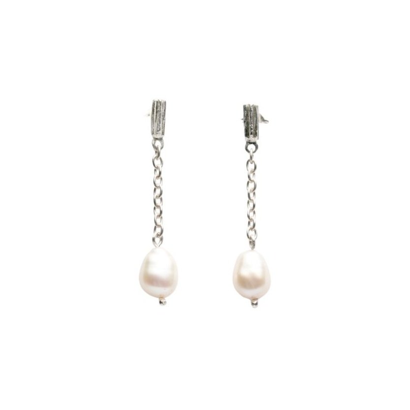 Lithic Pearl & Chain - Silver