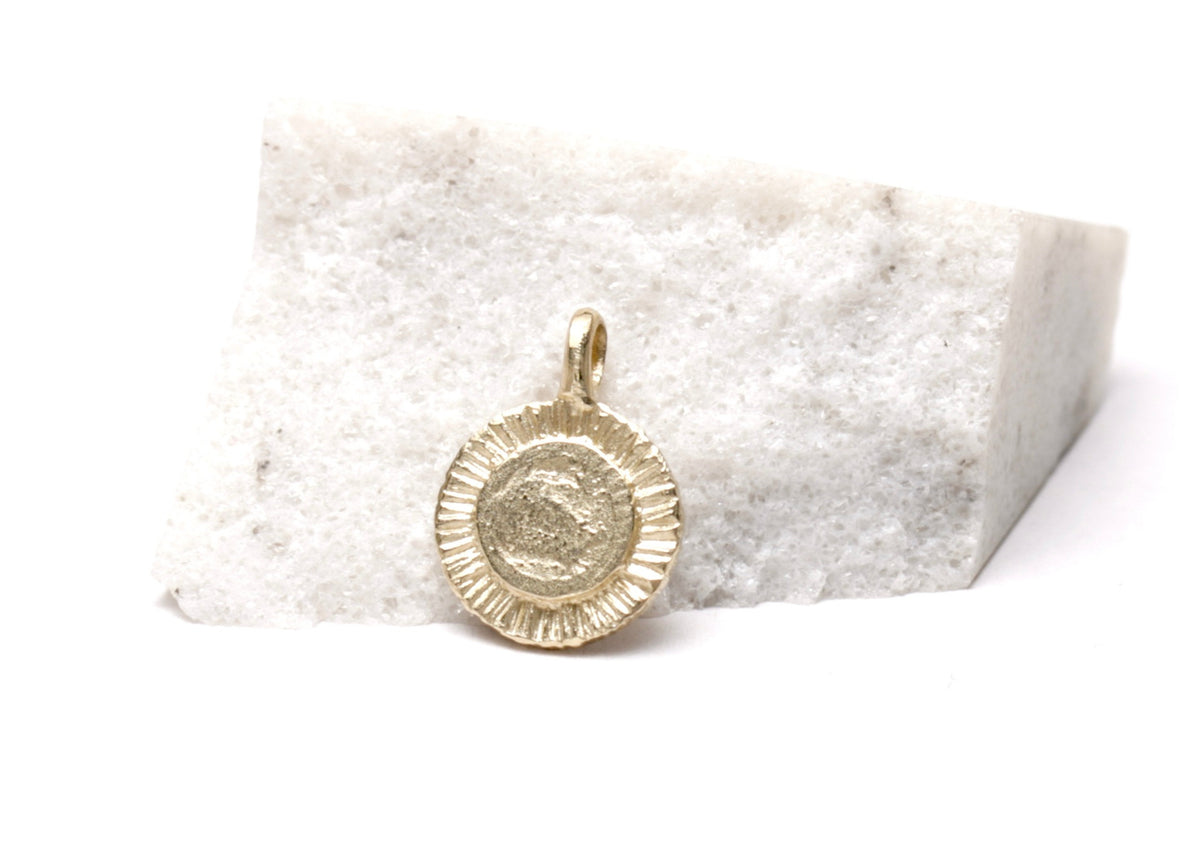 Golden pycnantha, recycled 9ct yellow gold, pendant