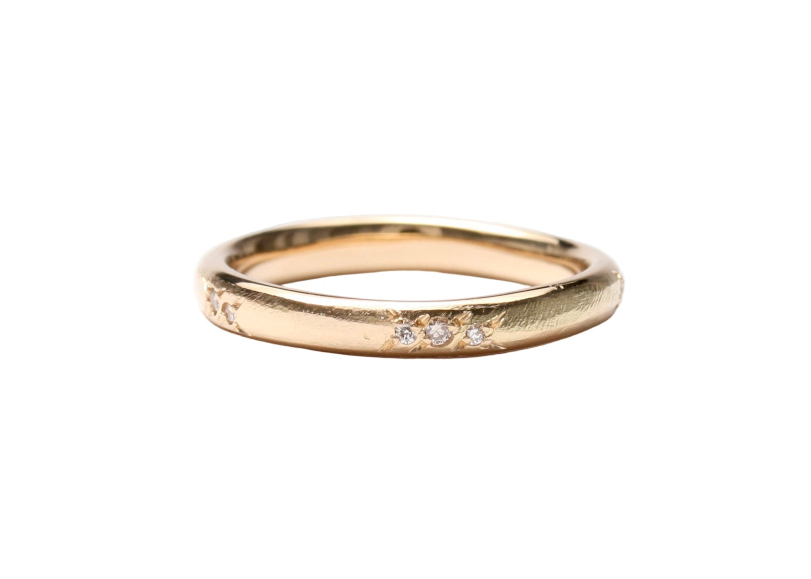 18ct Gold ring with small diamonds arund the band
