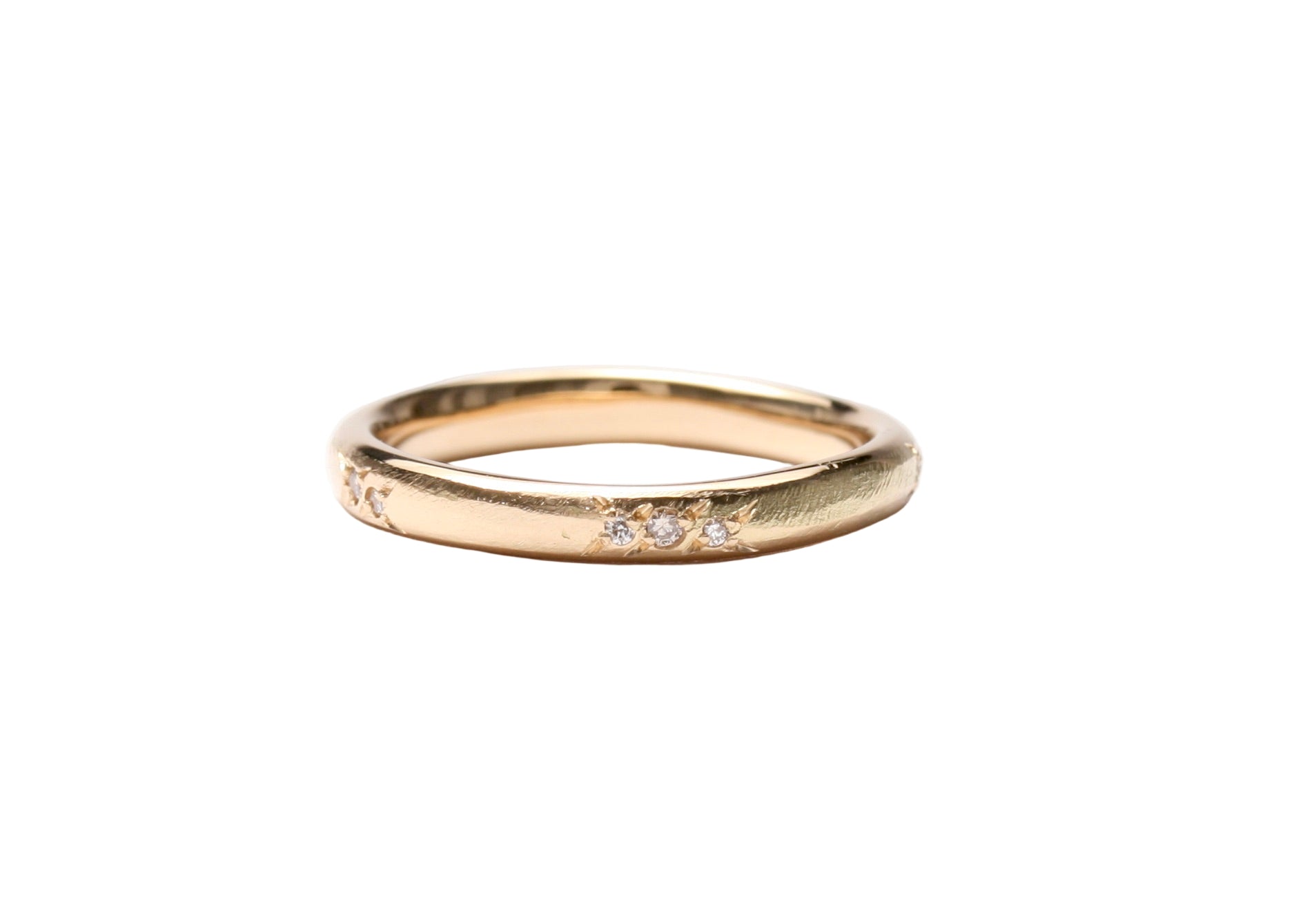 18ct Gold ring with small diamonds arund the band