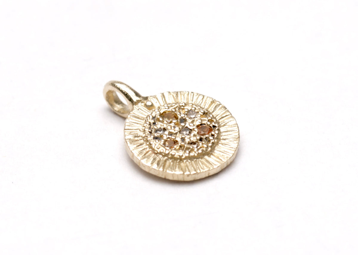 Acacia pycnantha - golden wattle, recycled 9ct yellow gold, pendant